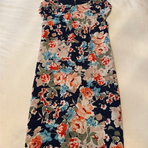 Fifth & Park Floral Print Navy Cocktail Dress Size 6 - Picture 3 of 5